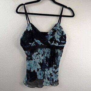 Vtg Bebe Y2K Babydoll Whimsigoth Fairy Grunge Semi Sheer Silk Cami Top Blue Sz L